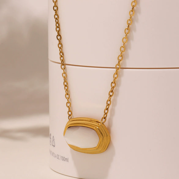 Wholesale Ferris Wheel Geometric Inlaid Necklace Pendant Stainless Steel 18K Gold Plated Titanium Steel Clavicle Chain Unisex