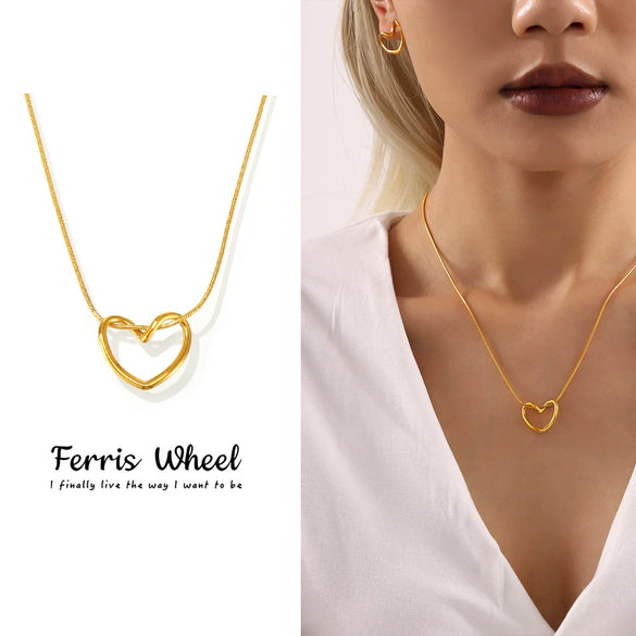 Wholesale Ferris Wheel Geometric Light Luxury Style Titanium Steel And Stainless Steel Electroplated Women's Collarbone Necklace Accessories