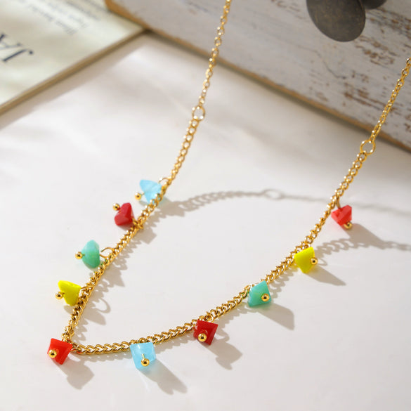 Wholesale Ferris Wheel Geometric Minimalist Electroplated Titanium Steel Necklace Unisex