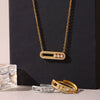 Wholesale Ferris Wheel Jewelry Set For Women And Men Stainless Steel And Titanium Steel Cnc Inlaid Zircon Three Diamond Necklace And Ring Electroplated