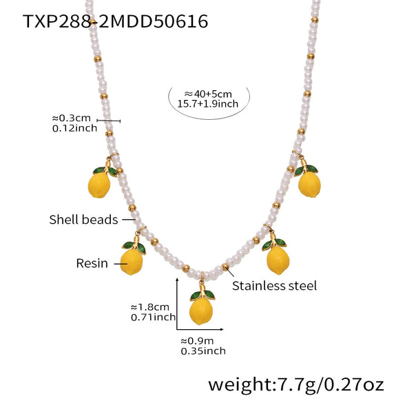 Wholesale Ferris Wheel Lemon Geometric Pendant Stainless Steel And Titanium Steel Electroplated Necklace And Jewelry Set For Women