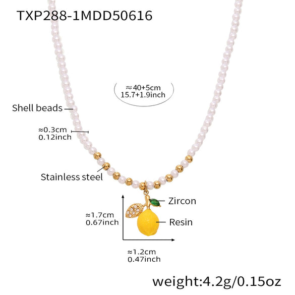 Wholesale Ferris Wheel Lemon Geometric Pendant Stainless Steel And Titanium Steel Electroplated Necklace And Jewelry Set For Women