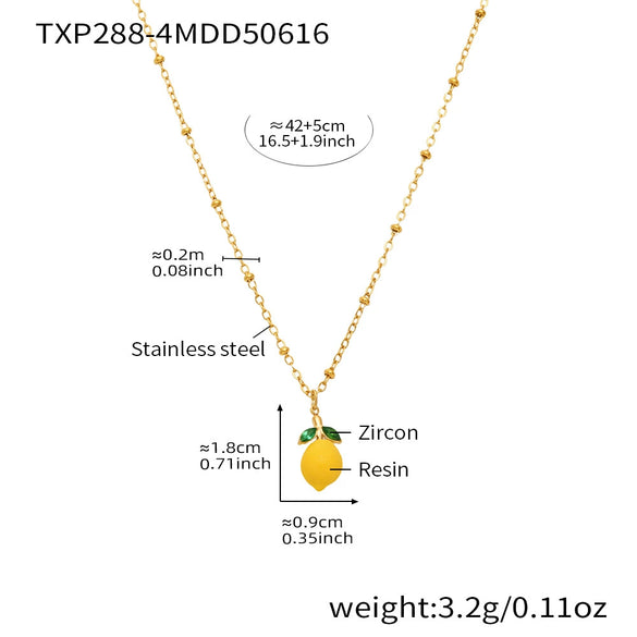Wholesale Ferris Wheel Lemon Geometric Pendant Stainless Steel And Titanium Steel Electroplated Necklace And Jewelry Set For Women