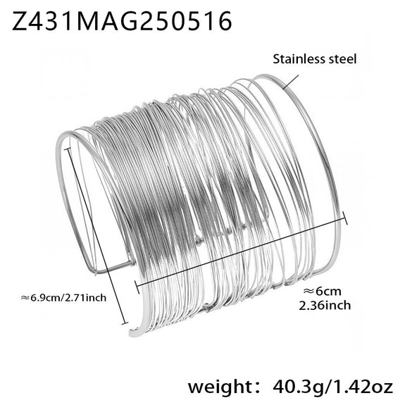 Wholesale Ferris Wheel Multilayer Open Bracelet Stainless Steel Goldplated Geometric Fashion Arm Ring Jewelry