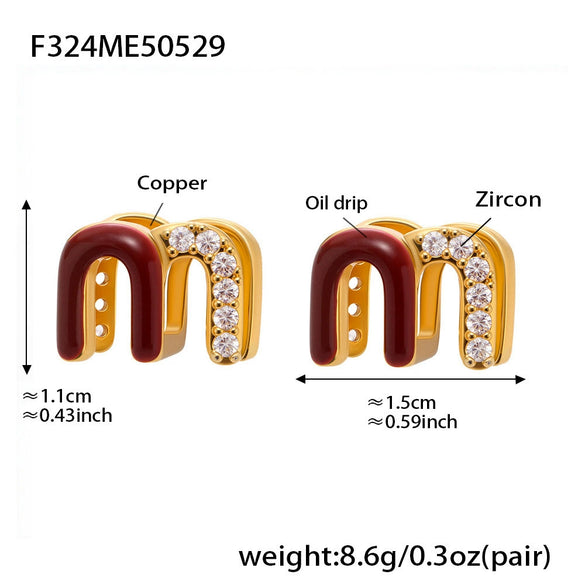 Wholesale Ferris Wheel Oil Drop Earrings For Women Copper Enamel Glaze Zircon Electroplated Light Luxury Style