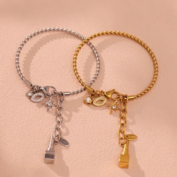 Wholesale Ferris Wheel Star Heart Diamond Pendant Tassel Stainless Steel Goldplated Electroplated Colorpreserving Handmade Diy Bracelet Fashion Geometric Jewelry