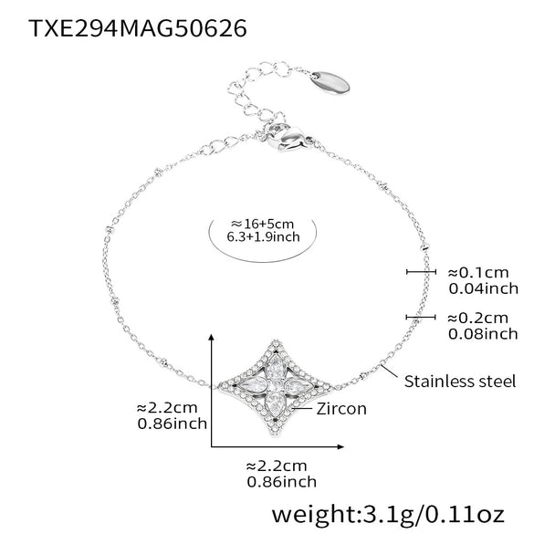 Wholesale Ferris Wheel Zircon Rhombus Flower Stainless Steel Electroplated Jewelry Set For Women