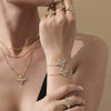 Wholesale Ferris Wheel Zircon Rhombus Flower Stainless Steel Electroplated Jewelry Set For Women