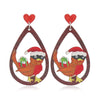 Wholesale Festival Elements Geometric Wood Earrings For Women With Christmas Series Cartoon Designs Like Santa Claus Elk Snowman Dinosaur And Penguin