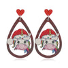 Wholesale Festival Elements Geometric Wood Earrings For Women With Christmas Series Cartoon Designs Like Santa Claus Elk Snowman Dinosaur And Penguin