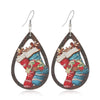 Wholesale Festival Elements Geometric Wood Earrings For Women With Christmas Series Cartoon Designs Like Santa Claus Elk Snowman Dinosaur And Penguin
