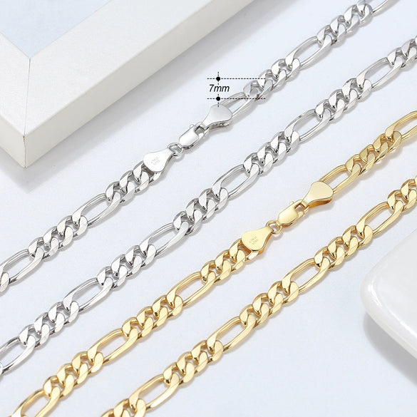Wholesale Figaro Chain Necklace S925 Sterling Silver Geometric Style Electroplated