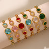 Wholesale Fine Czech Glass Women's Fashion Geometric Bracelet Stainless Steel 18K Gold Non Fading Electroplated
