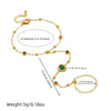 Wholesale Finger Bracelet Stainless Steel Geometric Heart Shape Inlaid Green Diamond Electroplated For Women
