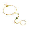 Wholesale Finger Bracelet Stainless Steel Geometric Heart Shape Inlaid Green Diamond Electroplated For Women