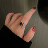 Wholesale Finger Ring Artificial Tiger's Eye Copper Geometric French Retro Electroplating Women's Jewelry