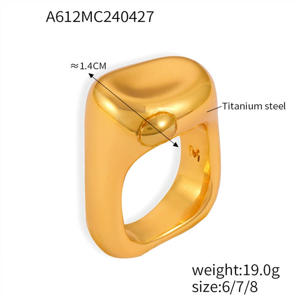 Wholesale Finger Ring 316L Stainless Steel Geometric Blue Turquoise Goldplated Diamond Design