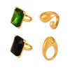 Wholesale Finger Ring 316L Stainless Steel Inlaid Zircon Geometric Light Luxury Style Plated 18K Real Gold Jewelry