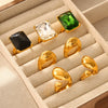 Wholesale Finger Ring 316L Stainless Steel Inlaid Zircon Geometric Light Luxury Style Plated 18K Real Gold Jewelry