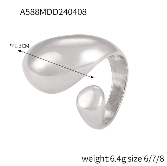 Wholesale Finger Ring 316L Stainless Steel Inlaid Zircon Geometric Light Luxury Style Plated 18K Real Gold Jewelry
