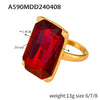 Wholesale Finger Ring 316L Stainless Steel Inlaid Zircon Geometric Light Luxury Style Plated 18K Real Gold Jewelry