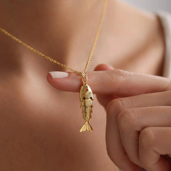 Wholesale Fish Koi Pendant Necklace Copper Electroplated Animal Zodiac Style