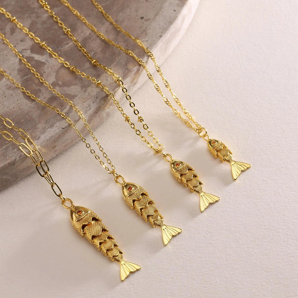 Wholesale Fish Koi Pendant Necklace Copper Electroplated Animal Zodiac Style