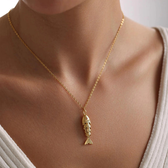 Wholesale Fish Koi Pendant Necklace Copper Electroplated Animal Zodiac Style