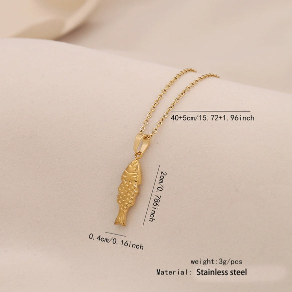 Wholesale Fish Shaped Stainless Steel Pendant Clavicle Chain Jewelry With Personalized Style