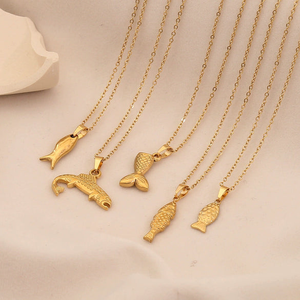 Wholesale Fish Shaped Stainless Steel Pendant Clavicle Chain Jewelry With Personalized Style