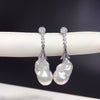 Wholesale Fishtail Baroque Natural Freshwater Pearl Earrings For Women Alloy Inlaid With Gemstones