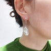 Wholesale Fishtail Baroque Natural Freshwater Pearl Earrings For Women Alloy Inlaid With Gemstones