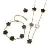 Wholesale Five Leaf Flower Single Sided Plant Jewelry Set For Women Titanium Steel Electroplated Necklace Earrings Bracelets With O Chain
