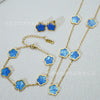 Wholesale Five Leaf Flower Single Sided Plant Jewelry Set For Women Titanium Steel Electroplated Necklace Earrings Bracelets With O Chain