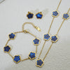 Wholesale Five Leaf Flower Single Sided Plant Jewelry Set For Women Titanium Steel Electroplated Necklace Earrings Bracelets With O Chain