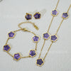 Wholesale Five Leaf Flower Single Sided Plant Jewelry Set For Women Titanium Steel Electroplated Necklace Earrings Bracelets With O Chain