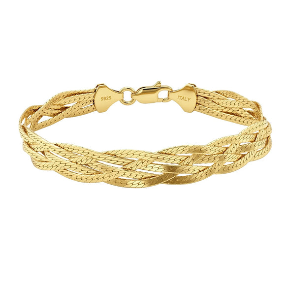 Wholesale Fivestrand Braided Geometric 925 Silver Side Chain Bracelet With Electroplating Simple Design For Unisex