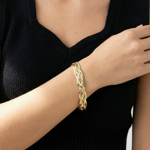 Wholesale Fivestrand Braided Geometric 925 Silver Side Chain Bracelet With Electroplating Simple Design For Unisex