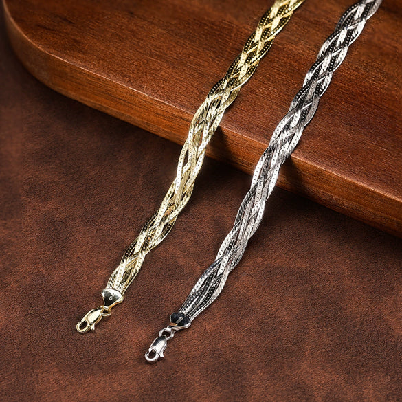 Wholesale Fivestrand Braided Geometric 925 Silver Side Chain Bracelet With Electroplating Simple Design For Unisex