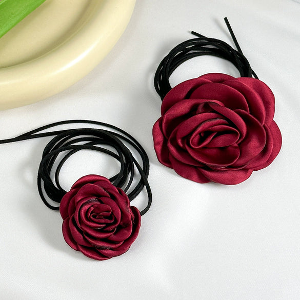 Wholesale Flannel Handmade Flower Choker And Necklace For Women