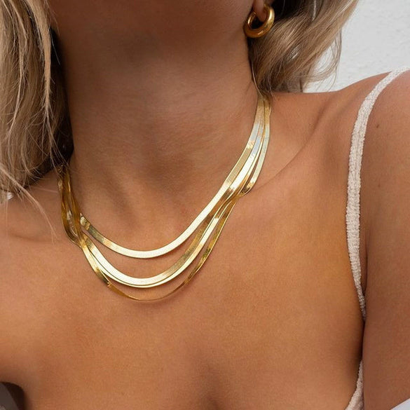 Wholesale Flat Snake Bone Blade Chain Necklace In Titanium Steel With Rhombus Pattern For Unisex