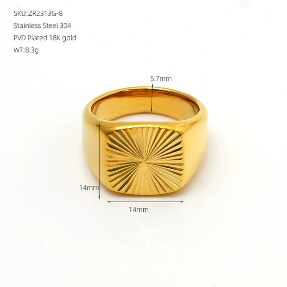 Wholesale Floral Heartshaped Square Geometric Stainless Steel Electroplated Ring For Women And Unisex In Niche And Minimalist Style