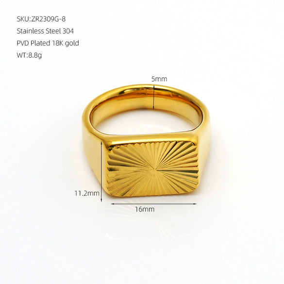 Wholesale Floral Heartshaped Square Geometric Stainless Steel Electroplated Ring For Women And Unisex In Niche And Minimalist Style