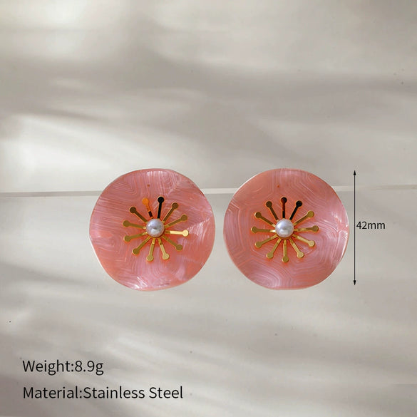 Wholesale Floral Stainless Steel Goldplated Earrings For Women