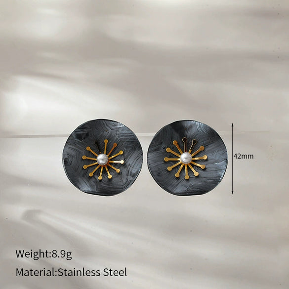 Wholesale Floral Stainless Steel Goldplated Earrings For Women