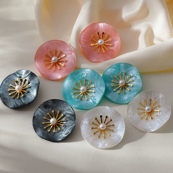 Wholesale Floral Stainless Steel Goldplated Earrings For Women