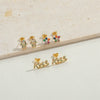 Wholesale Flower Design Copper 14K Gold Plated Zircon Earrings For Women