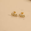 Wholesale Flower Design Copper 14K Gold Plated Zircon Earrings For Women