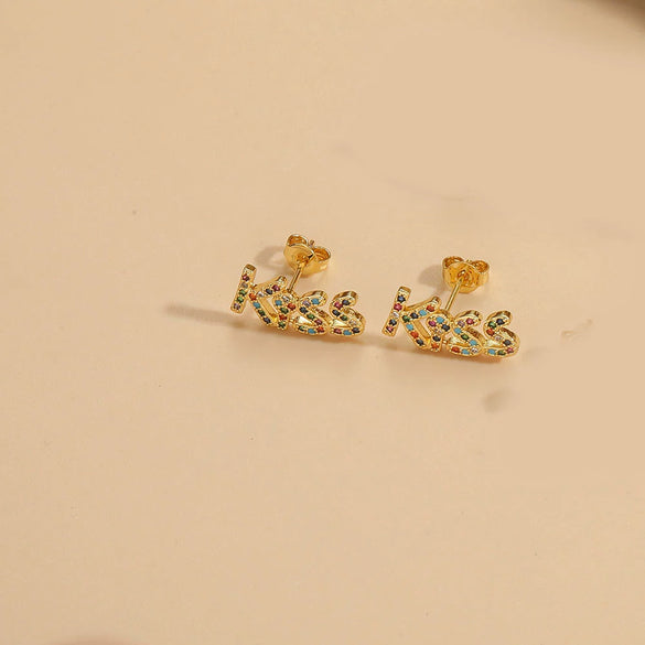 Wholesale Flower Design Copper 14K Gold Plated Zircon Earrings For Women