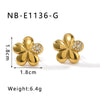 Wholesale Flower Earrings Stainless Steel Five Petal Flower Design Electroplated For Women